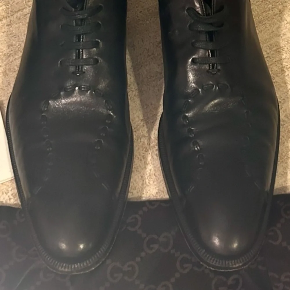 Gucci black leather lace up Oxford shoes size 12 - Picture 6 of 7